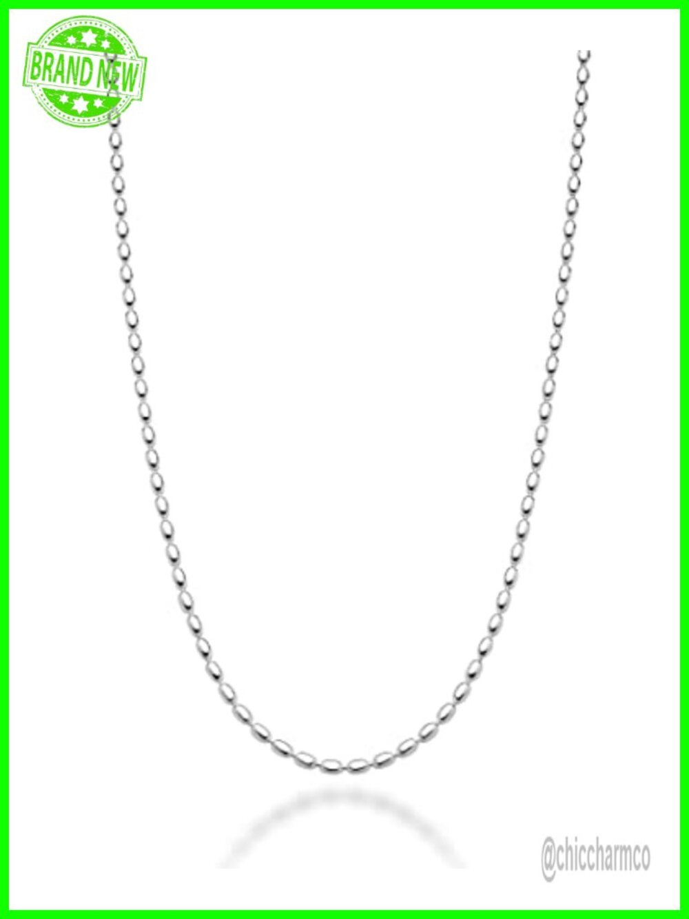Italian 925 Sterling Silver Oval Bead Ball Chain Necklace 26"